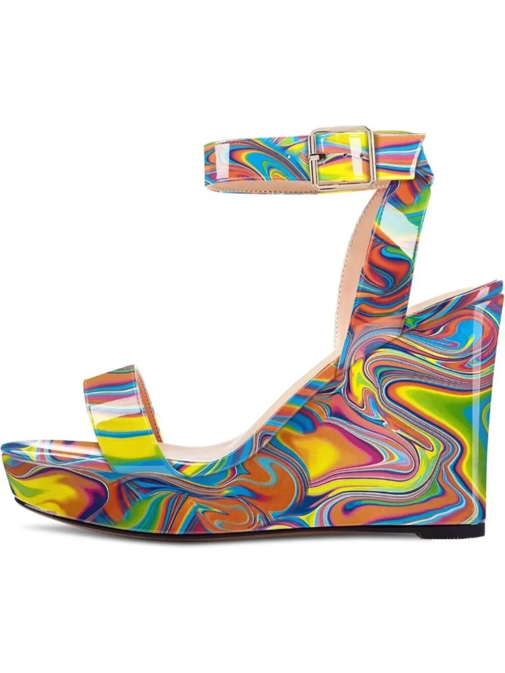 Stylish Women's Platform Wedge Sandals - Peep Toe Ankle Strap, Chunky Block